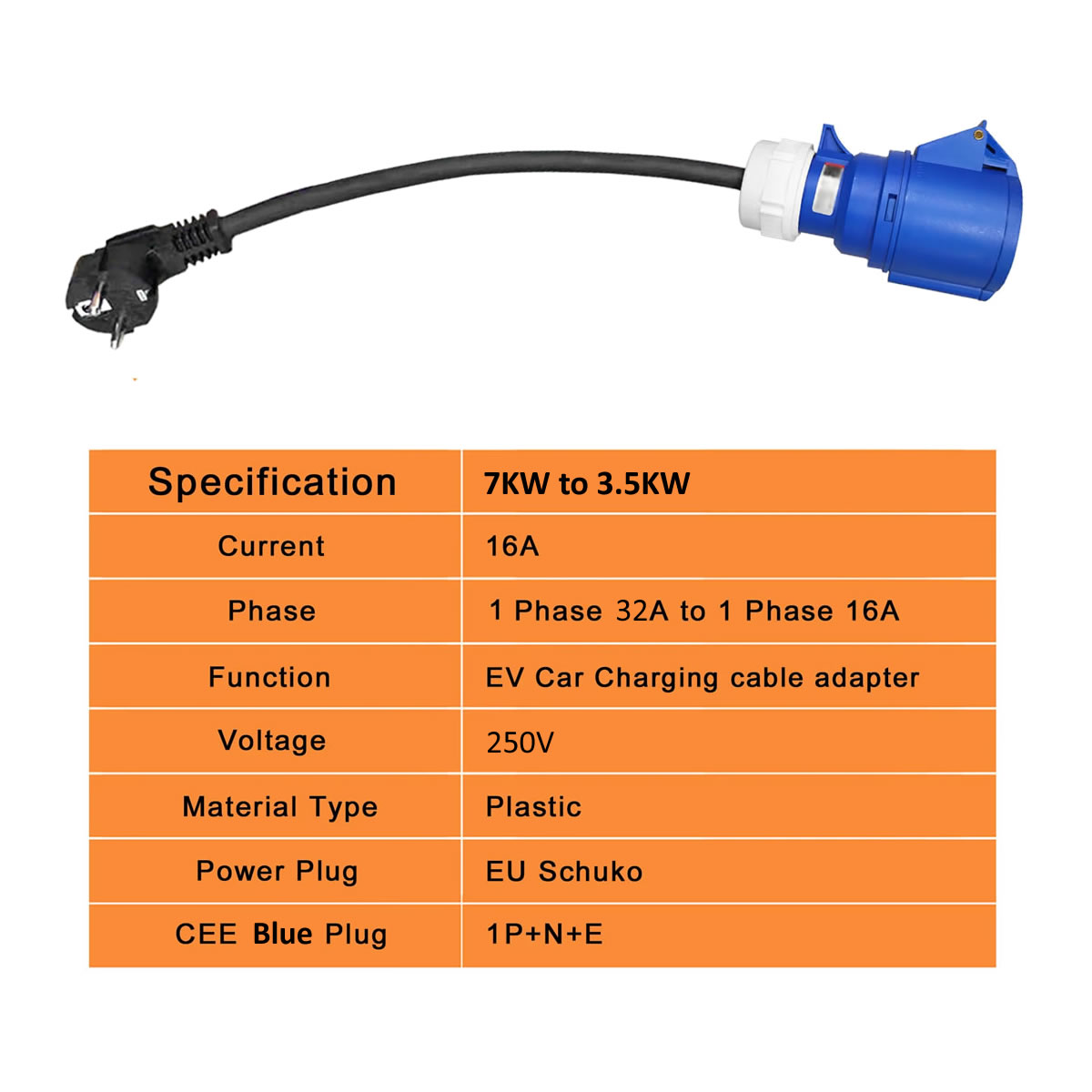 32A Blue CEE Socket to 16A EU  - Ev Charger Adapter ulasan dan harga