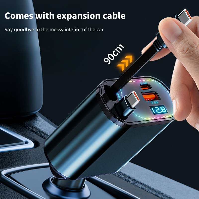 4 IN 1 Retractable Car Charger - Fast Ev Charger ulasan dan harga
