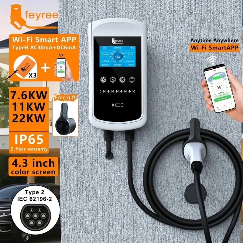 Feyree Type2 EV Charger 32A 7. - Wallbox Ev ulasan dan harga